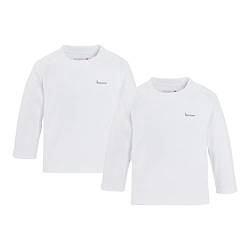 Bornino 2er-Pack Shirts Langarm weiß - Rundhalsausschnitt - Druckknöpfe an den Schultern - Reine Baumwolle - Größe 50 von Bornino