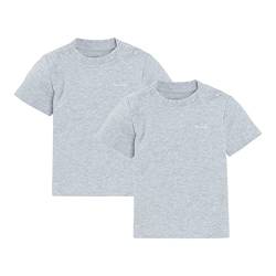 Bornino Basics 2er-Pack T-Shirts grau - Rundhalsausschnitt - Druckknöpfe an den Schultern - Interlock-Qualität - Reine Baumwolle - Größe 98 von Bornino
