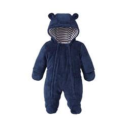 Bornino Basics Plüschoverall - kuscheliger Baby-Overall in Bären-Optik mit Kinnschutz & Kapuzen mit Ohren - Outdoor-Strampler aus Plüsch von Bornino