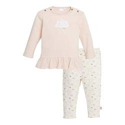 Bornino Basics Schlafanzug lang Wolke (2-TLG.) - Baby-Pyjama mit Langarmshirt mit Rundhalsausschnitt & Druckknöpfen - Hose mit Wolken-Print - rosa von Bornino