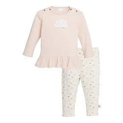 Bornino Basics Schlafanzug lang Wolke (2-TLG.) - Baby-Pyjama mit Langarmshirt mit Rundhalsausschnitt & Druckknöpfen - Hose mit Wolken-Print - rosa - Größe 98 von Bornino