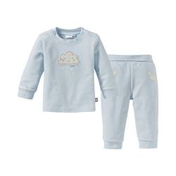 Bornino Basics Schlafanzug lang blau - Set für Babies - Zweiteiler - Wolken-Stickerei - Komfortbund - Druckknöpfe an den Schultern - Größe 74 von Bornino