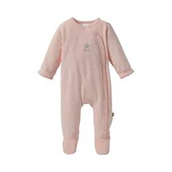 Bornino Basics Schlafoverall mit Füßen rosa - Baby-Einteiler - Stern-Stickerei - seitliche Druckknopfleiste - Nicki-Qualität - Größe 62 von Bornino