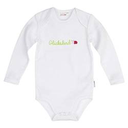 Bornino Basics Sprüchebody langarm Glückskind - Langarmbody für Babys mit Spruch - Body mit Druckknöpfen & Schlupfkragen - Größe 86 von Bornino