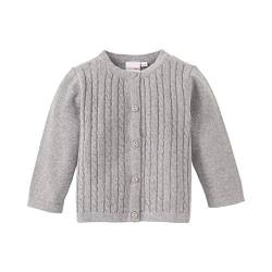 Bornino Basics Strickjacke - Baby-Jacke aus Reiner Baumwolle mit Zopfstrickmuster - Jäckchen mit Durchgehender Knopfleiste & Rundhalsausschnitt - Größe 86 von Bornino