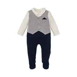 Bornino Strampler-Anzug schwarz grau mit Einstecktuch/Overall/Gentleman/Smoking für Babys-Neugeborene-Mädchen-Jungen - Größe 50 von Bornino