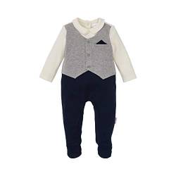 Bornino Strampler-Anzug schwarz grau mit Einstecktuch/Overall/Gentleman/Smoking für Babys-Neugeborene-Mädchen-Jungen - Größe 62 von Bornino