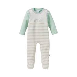 Bornino Strampler-Set Elefant (2-TLG.) - Baby-Overall & Langarmshirt aus Reiner Baumwolle - Strampelanzug mit Tier-Print - Offwhite/Light Grey/Green von Bornino