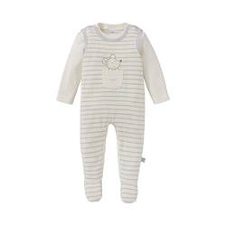 Bornino Strampler-Set Maus (2-tlg.) - geringelter Baby-Strampler mit aufgesetzten Taschen - einfarbiges Langarmshirt mit Rundhalsausschnitt - Größe 50 von Bornino