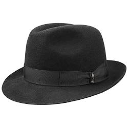 Borsalino Georgio Herren Haarfilzhut Damen Fedora Filmhut mit Ripsband Sommer Winter (57 cm - schwarz) von Borsalino