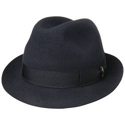 Borsalino Marengo Haarfilz Fedora Hut Haarfilzhut Fedorahut Trilby Herrenhut für Herren Filzhut Haarfilzhut mit Ripsband Herbst Winter (59 cm - blau) von Borsalino