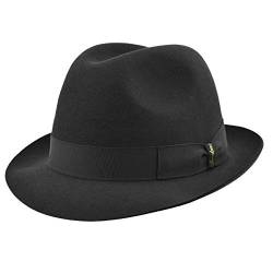 Borsalino Marengo Trilby Hut, Rand 4,5 cm mit Innenfutter, Made in Italy, Herbst Winter (Nero 0421, 58 cm) von Borsalino