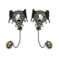 Borsgye Gothic Armbänder Schmuck Spitze Halsband Vampir Armband Lace Fingerlose Handschuhe Victorian Steampunk Retro Zahnräder Vintage Halsband für Halloween Ostern 1 Paar - GS066 von Borsgye