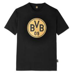 BVB Gold Edition: Exklusives Schwarzes T-Shirt mit Luxuriösem Gold-Logo Gr. L - Made in Europe von Borussia Dortmund