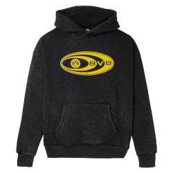 BVB RETRO HOODIE WASHED BLACK: Schwarzes Kapuzen-Sweatshirt im 90er Jahre Design - Oversized Fit, Washed-Out-Look von Borussia Dortmund