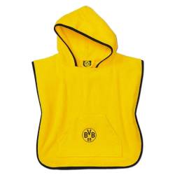 Borussia Dortmund BVB BADEPONCHO 46 X 46 CM: Flauschiger Poncho für Kinder, Made in Europe, 100% Baumwolle, mit Kapuze, Kängurutasche und BVB-Logo von Borussia Dortmund