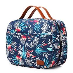 Hanging Travel Toiletry Bag,Large Capacity Cosmetic Travel Toiletry Organizer for Women with 4 Compartments & 1 Sturdy Hook,Perfect for Travel/ Daily Use/ Christmas (Palm Leaf) von Bosidu