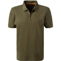 BOSS Orange Herren Zip-Polo grün Baumwoll-Piqué von Boss Orange