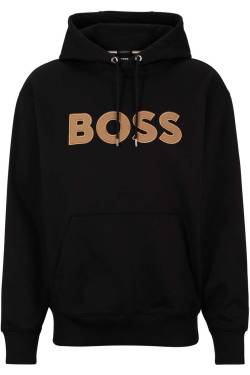 BOSS Regular Fit Kapuzen Sweatshirt schwarz, Einfarbig von Boss