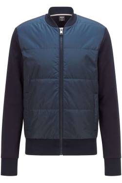 BOSS Regular Fit Sweatjacke dunkelblau, Einfarbig von Boss