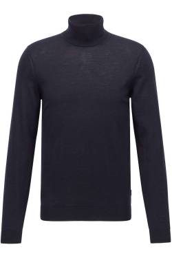 BOSS Slim Fit Rollkragenpullover dunkelblau, Einfarbig von Boss