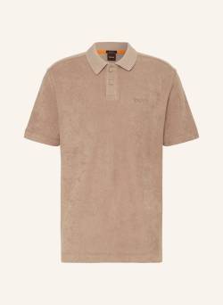 Boss Frottee-Poloshirt Relaxed Fit beige von Boss