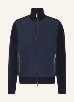 Boss Strickjacke Papillon In Materialmix blau von Boss