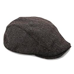 The Original Boston Scally Cap - The Original Newsboy Flat Cap - Single Panel Cotton Fitted Hat for Men - Grey Herringbone, Grau (Fischgrätmuster), M/L von Boston Scally Co.