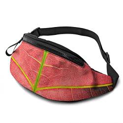 Gürteltasche mit rotem Blatt, strukturiert, verstellbar, mit Kopfhörerloch für Sport, Workout, Reisen, Laufen, Rote Blätter strukturiert, Einheitsgröße, modisch von Botell