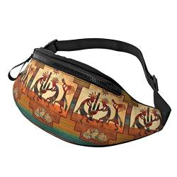 Southwest Native American Kokopelli Bauchtasche Hüfttasche mit verstellbarem Gurt und Kopfhörer Hüfttasche für Männer Frauen Outdoor Sport Laufen Fitnessstudio, Stil 2, Einheitsgröße, Aktentasche von Botell