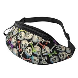 Sugar Skulls Bauchtasche mit verstellbarem Riemen, coole lässige Gürteltaschen, Laufen, Hüfttaschen für Damen und Herren, Sugar Skull Flower-6, Einheitsgröße, Aktentasche von Botell