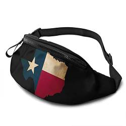 Vintage Texas Map Flag Fanny Pack Hüfttasche für Damen & Herren, lässige Gürteltasche Crossbody Bauchtasche mit verstellbarem Gurt für Outdoor Laufen Wandern, Vintage Texas Map Flagge, Einheitsgröße, von Botell