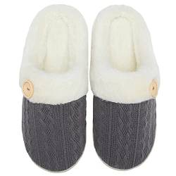 Bothevin Hausschuhe Damen Winter Warme Pantoffeln mit Memory Foam Weiche rutschfeste Plüsch Schlappen Slipper für Drinnen und Draussen DunkeGrau 42/43 von Bothevin