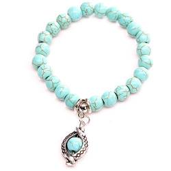 Botreelife Armreif Türkis Armband Perlen Armband mit Naturachat Stein Geschenke für Frauen von Botreelife