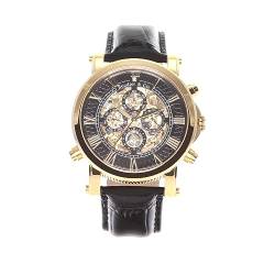 Boudier and Cie Automatik Uhr Armbanduhr für Männer Herren mit einem echten Diamanten Analoge Anzeige Skelettuhr und Leder Armband in Schwarz Herrenuhr Männeruhr SK14H036 von Boudier & Cie