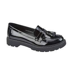 Boulevard Damen Loafer mit niedrigem Absatz, Quaste, Lackschwarz, Schwarz , 39 EU von Boulevard