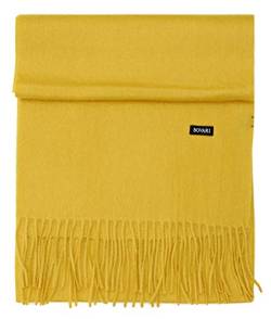 Bovari Kaschmir Schal Herren – 100% Kaschmir/Cashmere – Premium Qualität – 180 x 31 cm - viele Farben (gelb (ceylon)) von Bovari