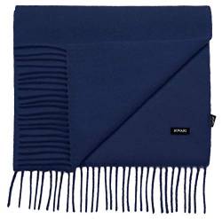 Bovari Kaschmir Schal Herren – 100% Kaschmir/Cashmere – Premium Qualität – 180 x 31 cm - viele Farben (navy blau) von Bovari