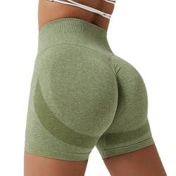 Bovldemt Kurze Sporthose Damen Sportshorts Damen Gym Shorts Damen Scrunch Butt Shorts Yoga Shorts Fitness(Green, M) von Bovldemt