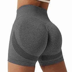 Bovldemt Kurze Sporthose Damen Sportshorts Damen Gym Shorts Damen Scrunch Butt Shorts Yoga Shorts Fitness(Grey, S) von Bovldemt