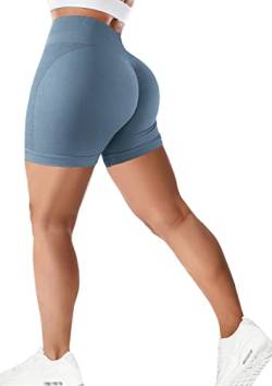 Bovldemt Kurze Sporthose Damen Sportshorts Damen Gym Shorts Damen Scrunch Butt Shorts Yoga Shorts Fitness(Greyblue, M) von Bovldemt