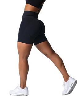 Kurze Sporthose Damen Radlerhose Booty Scrunch Shorts Fitness Gym Shorts High Waist Hotpants Blickdicht Workout Shorts Women(Black, L) von Bovldemt