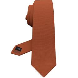 Bow Tie House Premium Herren Krawatte in schmaler Ausführung aus Gabardine-Matt-Material für klassische Halsbinden bei Anzügen (82 Verbrannte Ziegel, Schmal - 6 cm) von Bow Tie House