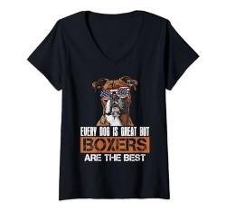 Damen Boxer EVERY DOG IS GREAT BUT BOXERS THE BEST Hundebesitzer T-Shirt mit V-Ausschnitt von Boxer Hund Geschenk Deutsche Boxer Besitzer Shirt