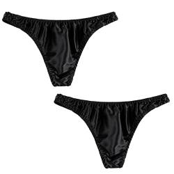 Herren Mulberry Silk Panties Sexy Bikini Niedrige Taille Tanga Weich High Stretch Satin Seide Unterwäsche 2 Pack, e, L von Boyawjian