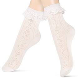 1 Paare Spitzen Knöchel Socken Rüschen Spitze Prinzessin Nette süße Socken für Damen Mädchen, Weiß von Boyiee