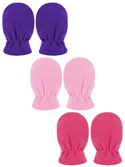 3 Paar Baby und Kleinkind Winter Fäustlinge Kinder Vlies Warme Fäustlinge Handschuhe für Baby Jungen Mädchen (Rosenrot, Rosa, Dunkelblau, 0-6 Monate) von Boyiee