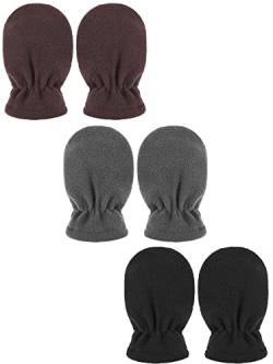 3 Paar Baby und Kleinkind Winter Vlies Warme Fäustlinge Handschuhe (Schwarz, Kaffee, Grau, 6-18 Monate) von Boyiee