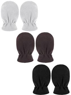 3 Paar Baby und Kleinkind Winter Vlies Warme Fäustlinge Handschuhe (Weiß, Kaffee, Schwarz, 6-18 Monate) von Boyiee