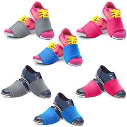 6 Paar Tanzschuh-Socken auf glatten Böden über Sneakers, Schuhüberzug, Tanzschuhe, Slider, Balletttänzer, Turnsocken, grau blau pink, Einheitsgröße von Boyiee